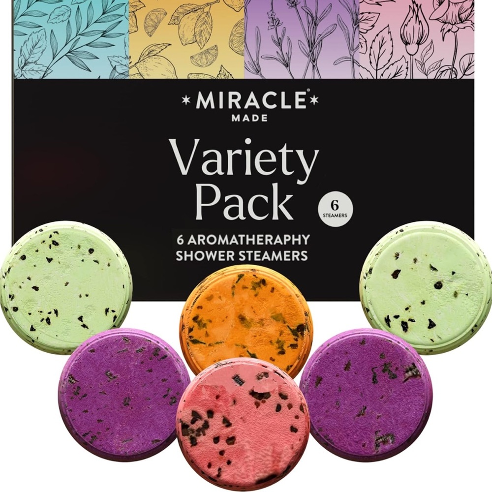 Variety Pack w/Dried Flowers Aromatherapy Shower Steamers -6 Tablets